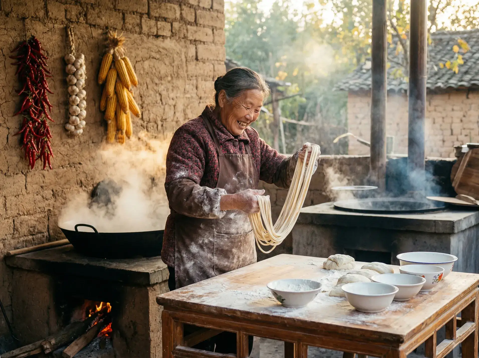 农家大嫂手擀面 - 合家欢国语 乡村美食